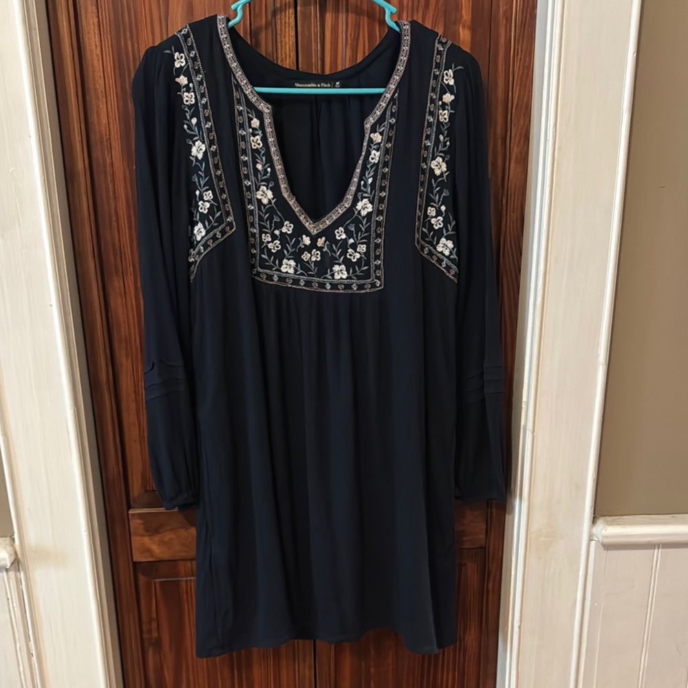 Navy Embroidered Dress